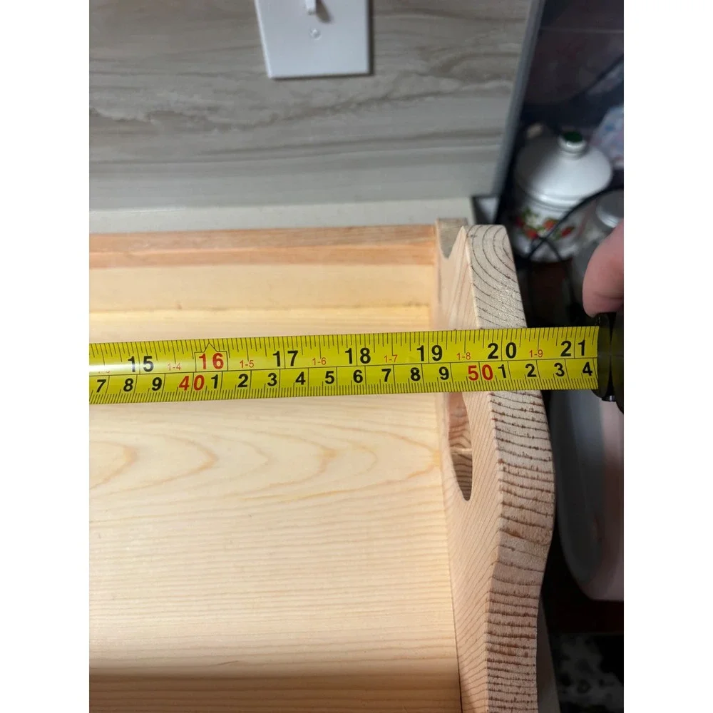Handmade Pine Wood Tray Heart Cutout Handles Farmhouse